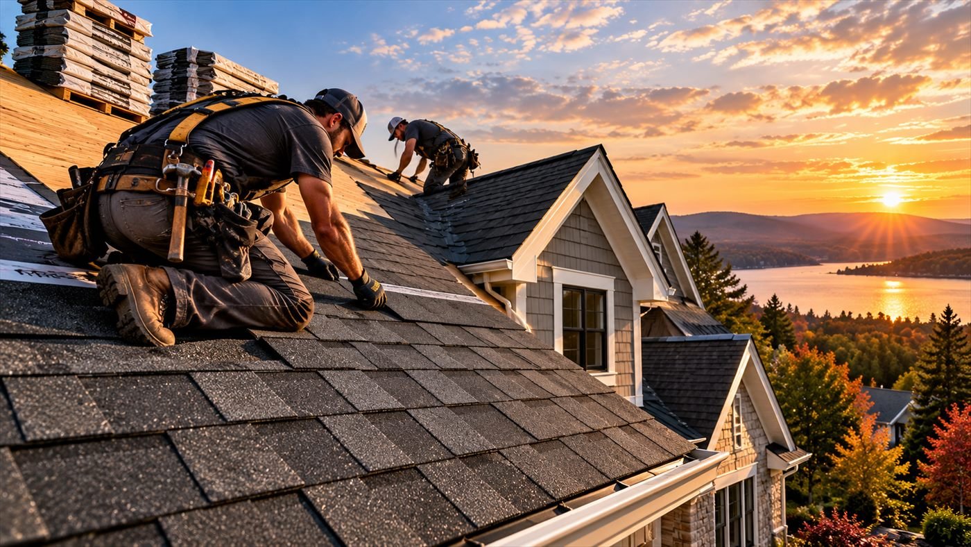 Illustrative photograph of a New England house. Not a Summit Ridge customer project. People in the photograph are not identified as employees of a real company.